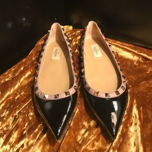 Valentino rockstud black patent flats
